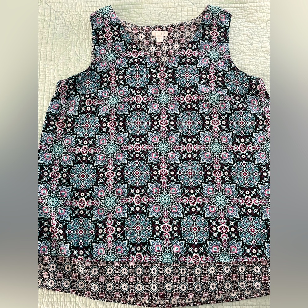 J. Jill V-Neck Medallion Print Tank